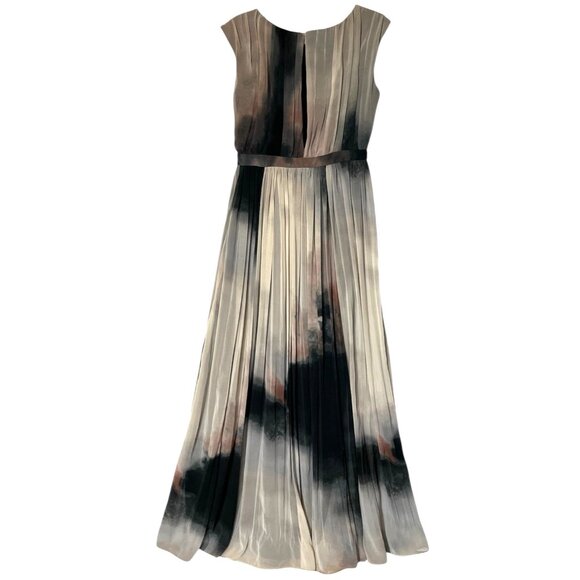 New Zara Abstract Watercolor Chiffon Sleeveless Pleated Party Maxi Dress - Picture 6 of 15